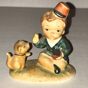 Vintage‎ Alpine Children Boy with Dog Figure